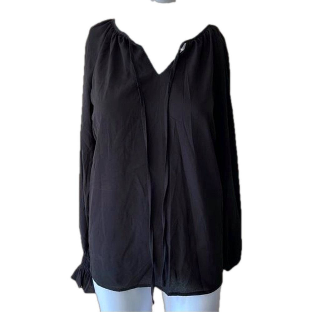 Simple fun long sleeve black blouse M NWT